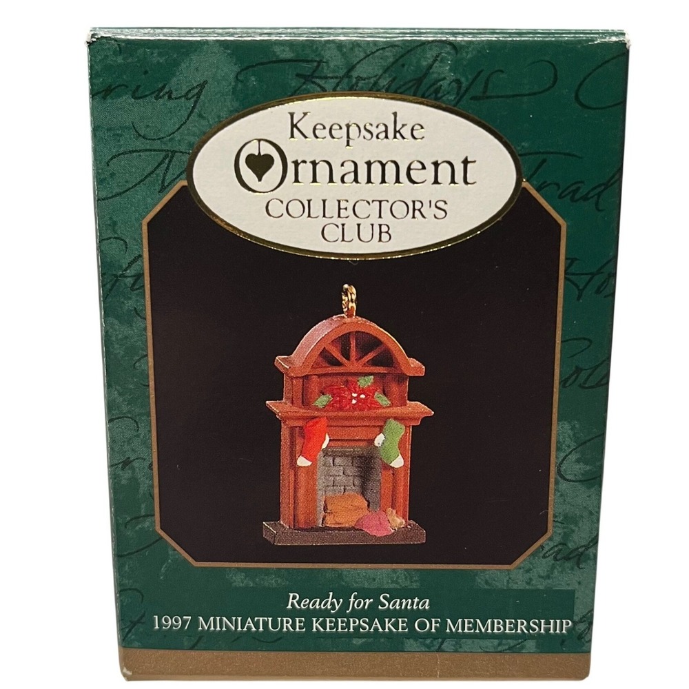 Hallmark Keepsake Ornament Collector's 1997 Miniature‎ Ready for Santa Fireplace